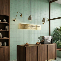 Carreaux muraux en céramique bleu-vert 50*200mm, décoratifs pour restaurants, cuisines et murs de douches/salles de bain d'hôtels, carreaux rectangulaires faits à la main