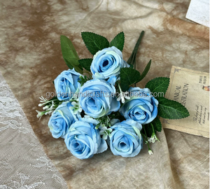 Fiori decorativi per la casa fiori artificiali 7 rami rosa <span class=keywords><strong>primavera</strong></span> rosa per la decorazione di nozze - Product Image 6