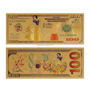 9 Design Cartoon Plastic Gold Foil Plated Banknotes Anime Princess and Dwarf <strong>Card</strong> for Gift - Product Image 2