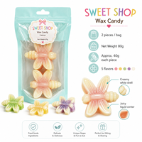 OEM ODM 80g Bonbons en cire au design d'insectes 3D, remplis de sirop, confiserie liquide fantaisie en vrac, friandises pour fêtes d'enfants, qualité alimentaire