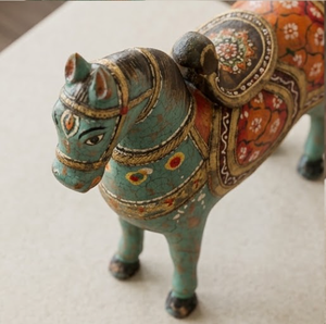 Cheval en céramique sculpté à la main, design Art Déco - Vert (30x9.5x29cm) Décoration intérieure - Product Image 3