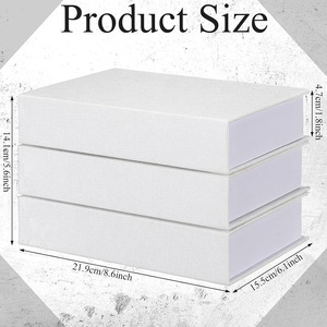 B447 trung tính Linen giấy trang trí Faux hộp lưu trữ hiện đại trang trại kệ sách Bàn cà phê trang trí DIY Thủ công mỹ nghệ trắng cuốn sách hộp - Product Image 5