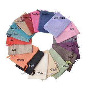 Pochette en lin écologique imprimée de logo personnalisé Sac en jute cadeau avec cordon de serrage pour shopping - Product Image 2