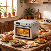 Four à convection à prix compétitif en gros, 26L, boîtier en aluminium, 1800W, grande friteuse à air électrique numérique visible et profonde