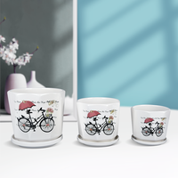 Pots à fleurs et jardinières en céramique à motif de vélo, petits pots pour cactus, vente en gros directe d'usine