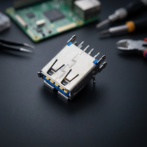 Ariba Technology USB 3.0 Female DIP Vertical Stainless Shell Tin Plated LCP+30% Glass Fibre Connector UL94V-0 Flame Retardant - Product Image 2