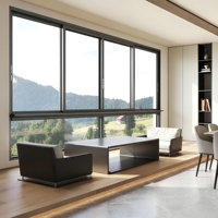Fenêtres coulissantes en aluminium à double vitrage au design moderne, écoénergétiques, insonorisées et avec moustiquaire pour application extérieure