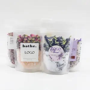 OED/ODM Private Label Bath Packaging Foot Spa Products Soaking Crystal Pink Salt Himalayan Bath Salts