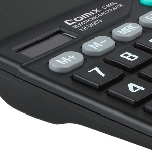 Mini Calculadora Comix 837C de 12 Dígitos, Funciona con Batería, Plástico Negro - Product Image 2