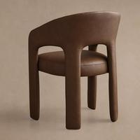 Chaises de salle à manger en cuir avec cadre en bois massif de haute qualité, fauteuils en cuir à dossier ouvert