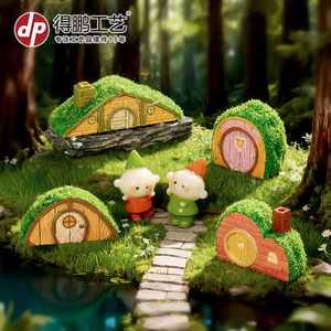 Casas de musgo en miniatura, adornos de jardín de resina, decoración de escritorio para interiores y exteriores, forma irregular, independientes - Product Image 3