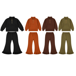 Sudadera personalizada con media cremallera para bebés niñas, de algodón orgánico y elastano, suave y más gruesa, para otoño, ideal para conjuntos festivos y ropa a juego para hermanas, venta al por mayor - Product Image 2