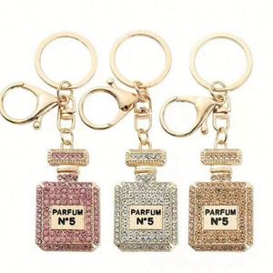 Porte-clés de luxe coloré en forme de flacon de parfum, entièrement orné de diamants, brillant, pour voiture - Product Image 6