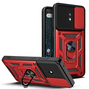 Étui de téléphone pour Nokia <span class=keywords><strong>C10</strong></span>, protection de l'appareil photo coulissant magnétique en métal antichoc - Product Image 1
