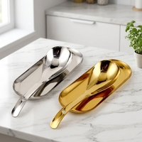 Support à cuillères double en acier inoxydable et céramique, 4 pièces, couleur argent et or, pour buffet d'hôtel
