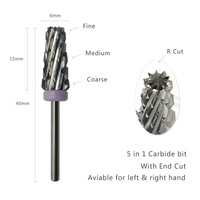 HYTOOS 5 en 1 Embouts de ponceuse à ongles coniques 3/32" en carbure pour manucure, outils d'élimination des acryliques et des gels