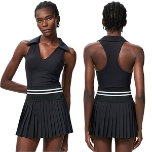 กระโปรงเทนนิสทรงพลีทสุดเก๋พร้อมเสื้อครอปท็อปแบบ Racerback เข้าชุด - ชุดกีฬาสำหรับผู้หญิงที่มีน้ำหนักเบาและยืดหยุ่นได้ - Product Image 4