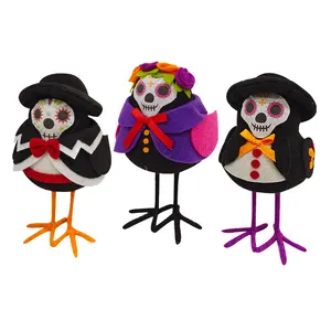 Groothandel Dia De Muertos Vogels Sets Op Plank Hoekdecoratie Dragen Pak Skelet Robin Vogels Speelgoed Voor Halloween