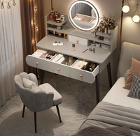 STG Table de maquillage minimaliste moderne de 80 cm de style européen et américain avec miroir sur pied pour chambre à coucher, coiffeuse durable