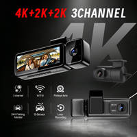 Caméra embarquée 3 canaux 4K avant, double 2K arrière, intérieur, DVR, boîte noire, vision nocturne, enregistrement en boucle, WiFi, GPS, caméra de voiture