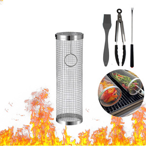 2pc <strong>Charcoal</strong> Vegetable Fish Rolling <strong>Grilling</strong> Baskets Set for Outdoor <strong>Grilling</strong>