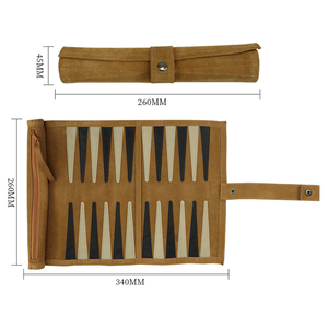 Customized 34x26mm Two-Layer Suede Leather Roll-Up Backgammon <strong>Set</strong> High-Grade for Leisure and Entertainment for <strong>Chess</strong> Games - Product Image 5