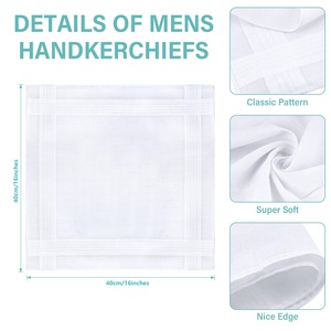 Bulk Groothandel 40*40Cm Hoge Kwaliteit 100% Katoen Mannen Witte Zakdoeken Grote Klassieke Zakdoeken Met Strepen Voor Dagelijks Gebruik Cadeau - Product Image 2