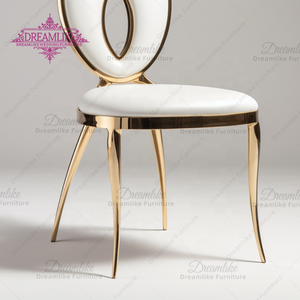 Chaises dorées de luxe à dossier rond en acier inoxydable pour la <span class=keywords><strong>location</strong></span> de mariages et de fêtes pour le salon, l'appartement, l'hôpital ou la <span class=keywords><strong>villa</strong></span> - Product Image 3