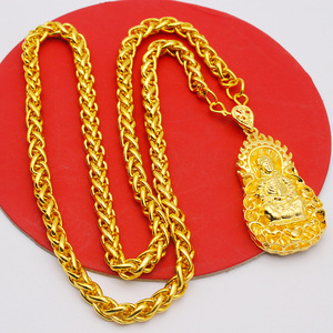 PFT Venta al por mayor de moda unisex, cadena de serpiente de aleación chapada en oro, colgante grande de dragón cuadrado con llama, marca Guanyin Maitreya - Product Image 4