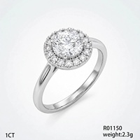 Nouvelle bague en laiton électroplaqué avec moissanite, style européen et américain haut de gamme, simple et exquise pour femme