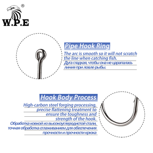 W.P.E 1PACK Móc Câu 8 #-4/0 # Thép Carbon Cao Thép Gai Aberdeen Cá Chép Cá Bay Móc Dài Shank Ống Vòng - Product Image 2