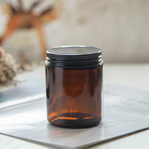 Free Sample 200g <strong>Glass</strong> Gold Sliver Cap <strong>Candle</strong> <strong>Holder</strong> 250ml Brown Amber <strong>Candle</strong> Jar - Product Image 4