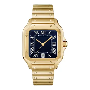 Créateur de mode populaire Calendrier carré Bracelets en acier Montre à quartz de marque personnalisée Homme Horloge de luxe