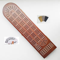 Hölzernes Klappbares Cribbage-Brettspiel-Set 3-Spuriges Klassisches Cribbage-Set mit Spielfiguren und Spielkarten für Erwachsene Familienfeiern