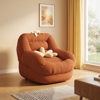 Fauteuil inclinable en velours avec rangement - Siège individuel compact pour chambre/balcon/salon - Chaise nid douillet de luxe