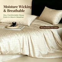 Drap-housse en bambou tissé jacquard écologique et biologique rafraîchissant 300TC, style moderne, ensemble de literie 4 pièces pour l'été