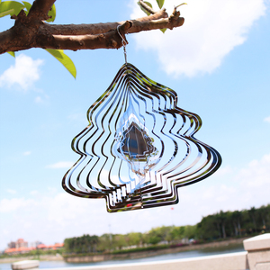 Reusable Christmas <b>Tree</b> Shape 3D Stainless Steel Metal Waterproof Hanging Wind Spinner Chime Indoor <b>Outdoor</b> Garden Yard Ornament - Product Image 3