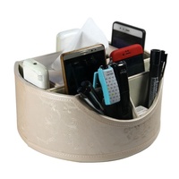 Support de télécommande rotatif à 360 degrés en cuir PU LG8142 OEM, organisateur de bureau brillant en forme de polygone, boîte de rangement pour contrôleurs
