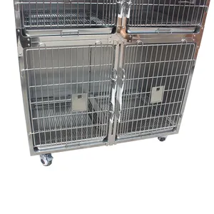 Wholesale Anti Pinch Safety Lock Design Dog Cage Stainless Steel Veterinary Dog Crate Hard With Wheels