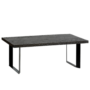 Mesa de Comedor de Madera de Mango con Estructura de Acero Ligero, Acabado en Madera Negra y Metal para Comedor Rústico Moderno, Muebles para el Hogar - Product Image 1