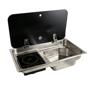 Unité de cuisine pour camping-car avec évier et <span class=keywords><strong>plaque</strong></span> à induction, évier de <span class=keywords><strong>caravane</strong></span> en acier inoxydable avec robinet et couvercle en verre - Product Image 6