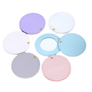 Double-Sided Pu Folding <b>Mirror</b> Round Portable Makeup <b>Mirror</b> For Bags Personal Use - Product Image 5