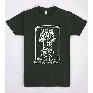 Camiseta negra unisex con estampado de videojuegos que me arruinaron la vida, camiseta divertida para videojuegos, talla mediana - Product Image 1