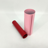Plafond à lamelles circulaires en aluminium, profilé métallique rond en tube, revêtement poudré rose-rouge, pour la décoration intérieure des boutiques et centres commerciaux