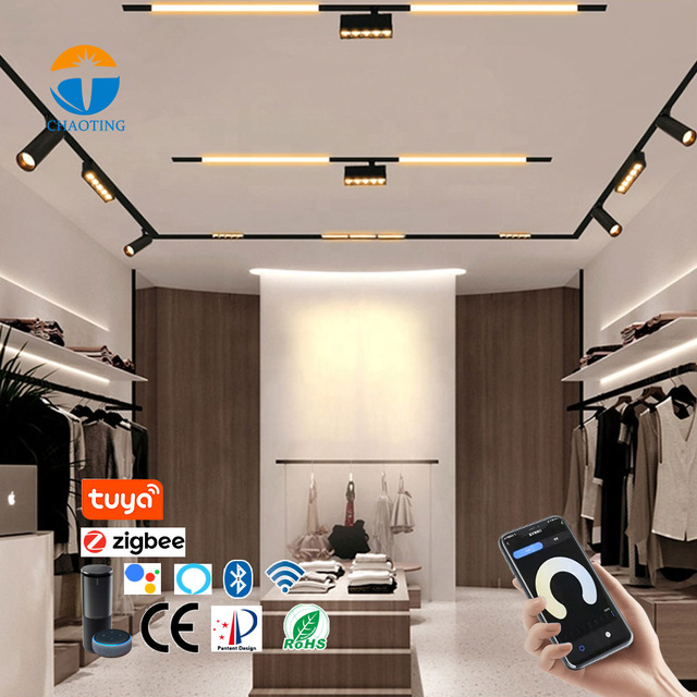 Commercial Dimmable Smart Best Cob 20W 30W 40W Led Lighting Rail 2 Wire for Exhibition Clothes Store Spotlight Track Lights