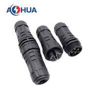 AHUA 15A Fiche de câble étanche M25 Assemblage Vis Mâle Femelle 4Pin Joint en laiton plaqué or Fil à fil Connecteur DC IP68