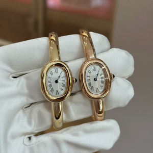 Reloj de Cuarzo de Lujo para Mujer, Caja Ovalada de Oro de 18K, Diseño Elegante y Delgado, Reloj de Vestir para Dama - Product Image 1