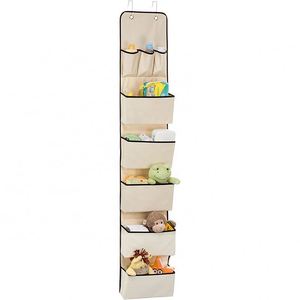 Houseware Over Door Hanging Organizer with 5 Large Pocket Wall Mount Storage with <b>Hooks</b> for Bathroom Dorm Organizing - Product Image 1