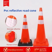 Cône de signalisation routière réfléchissant en PVC 30cm/70cm/90cm Rouge Blanc, Poteau de délimitation au sol sans alimentation électrique