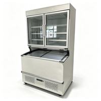 Vitrine Réfrigérée Commerciale à Double Température avec Congélateur Profond, Dégivrage par Air, Porte Vitrée, Réfrigérateur à Boissons et Congélateur Ouvert